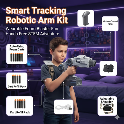 Smart Tracking Robotic Arm Blaster | Dual Control, Hands-Free STEM Fun!