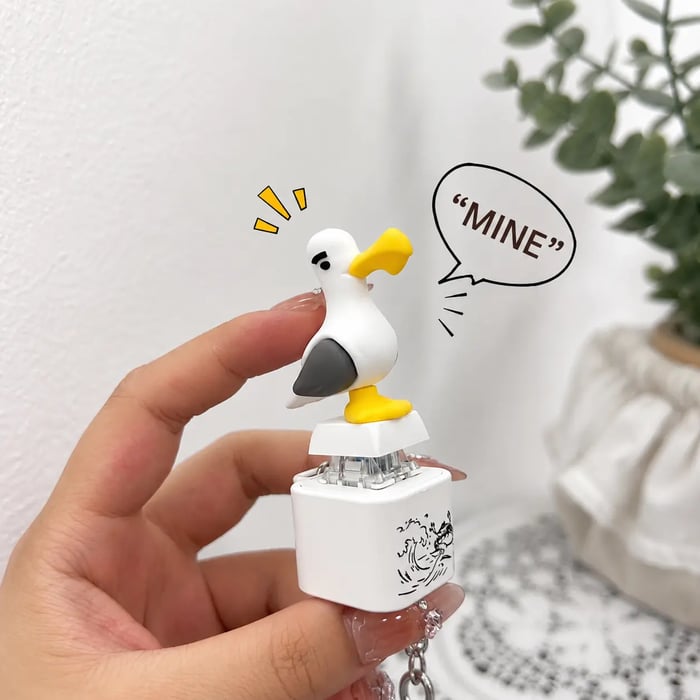 🌟Seagull MINE! Button Keychain-Real Sound & LED Light