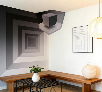 🔥3D Wall Art Optical Illusion Corner Wall Decal, Removable Peel and Stick 3D Wall Art, Modern Whimsical Home Decor for Living Room, Office, Bedroom, Dorm.