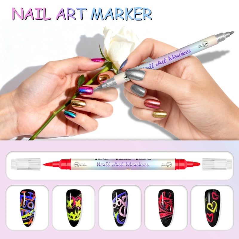 💅🏻💅🏻12/24 Colors Nail Art Pens – DIY 3D Markers for Drawing, Dotting & Manicure