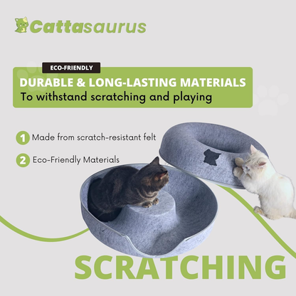 🐱🐱Cat Cave Donut for Multiple & Large Cats up to 30-45 lbs, 3-in-1 Self Warming Cat Bed, Tunnel & Scratcher