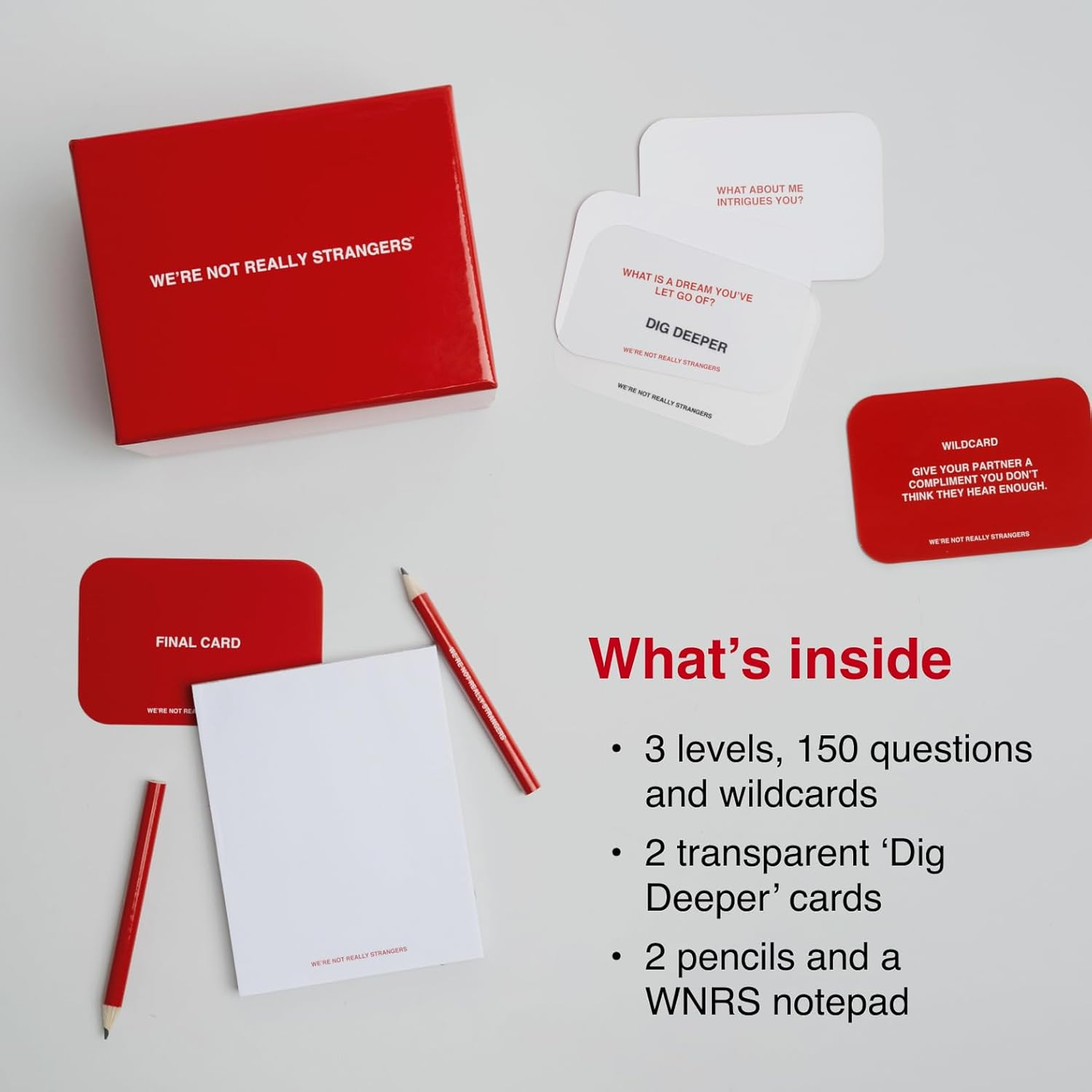 WE'RE NOT REALLY STRANGERS Card Game - 150 Conversation Cards for Adults, Teens, Couples, & Strangers - Icebreaker Questions for Game Night or Date Night, Ages 15+, 2-6 Players