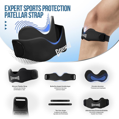 🏃‍➡🏃‍➡Silicone Patellar Tendon Support Strap 2 Pack,Knee Strap for Knee Pain Relief