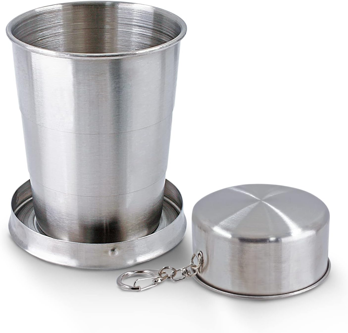 🎁💐2 PCS Collapsible Travel Cup With Keychain, Stainless Steel Folding Camping Cup
