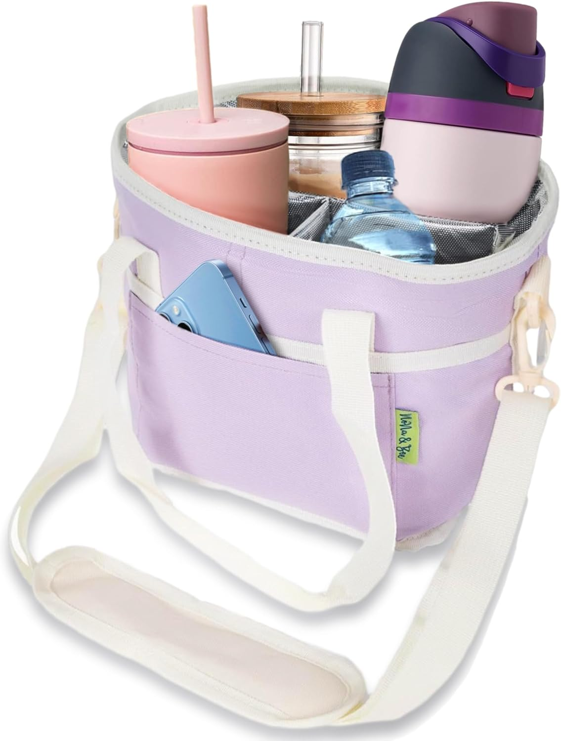 ✨️🥤4 Water Bottle Holder with Strap | Family Size 4 Compartment Drink Bag, Multiple Tumbler Carrier Caddy | Adjustable Fits Large & Small Drinks