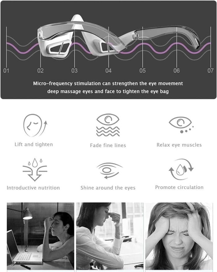 👓️Eye Care Device, 3D Eye Beauty Massager with Vibration, Microcurrent Magic Eye Beauty Pro, Relax Eye Strain, Reduce Eye Bags and Dark Circles