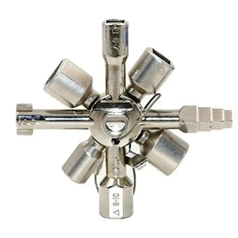 10-in-1 Multifunction Triangle Key Wrench, Multifunctional Socket Wrench, Elevator Door Valve Cross Ratchet Wrench, Mildew Resistant Manual Tool Set for Elevator, Electric Box & More