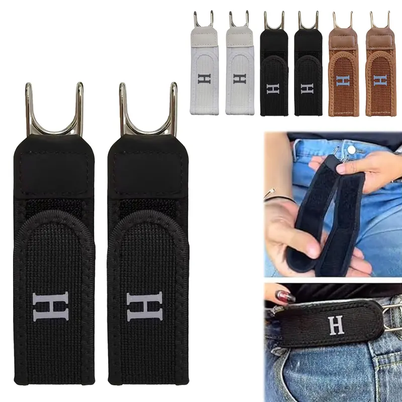 2 PCS No Buckle Belts for Men and Women, Buckless Belts for Unisex- Adjustable Metal Hook Comfortable Invisible Belt, Invisible Belt for Jeans, Pants