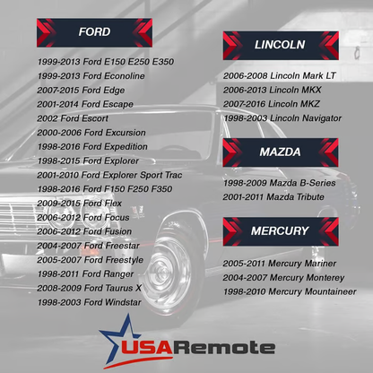 Car Keyless Entry Remote Key Fob Replacement for Ford 1998-2016 F150 F250 F350 Escape Expedition Explorer Ranger/Mazda/Lincoln CWTWB1U331 CWTWB1U345 3Button