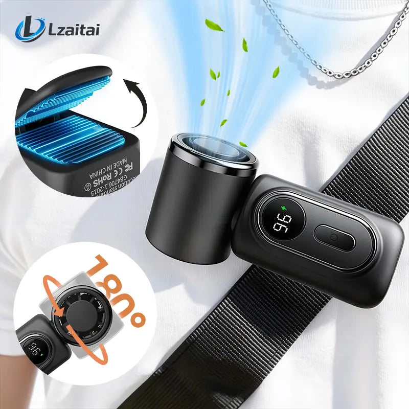 Mini Portable Handheld Clip Fan 3-in-1 Rechargeable 3000mAh Battery, 5 Speeds, 180° Adjustable Airflow, USB Cooling, Perfect for Travel, Office, and Personal Use - Protection