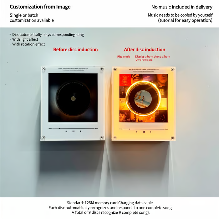 NFC-Enabled Singing Acrylic Ornament — Night Light & Fridge Magnet with Built-in Speaker