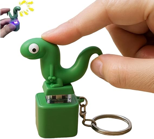 Lizard Button Keychain,Rechargeable Animal Keychains with Sound and Colorful Lights,Fidget Toys Adults Anxiety Relief