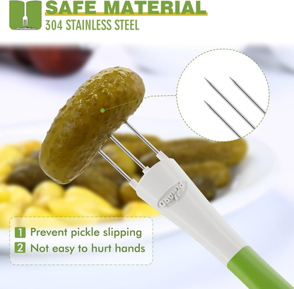 🔥2 Pack Pickle Fork Pickle Grabber Tool-Pickle Picker for the jar, Kitchen Gadgets Pickle Gifts Suitable for Olives Green