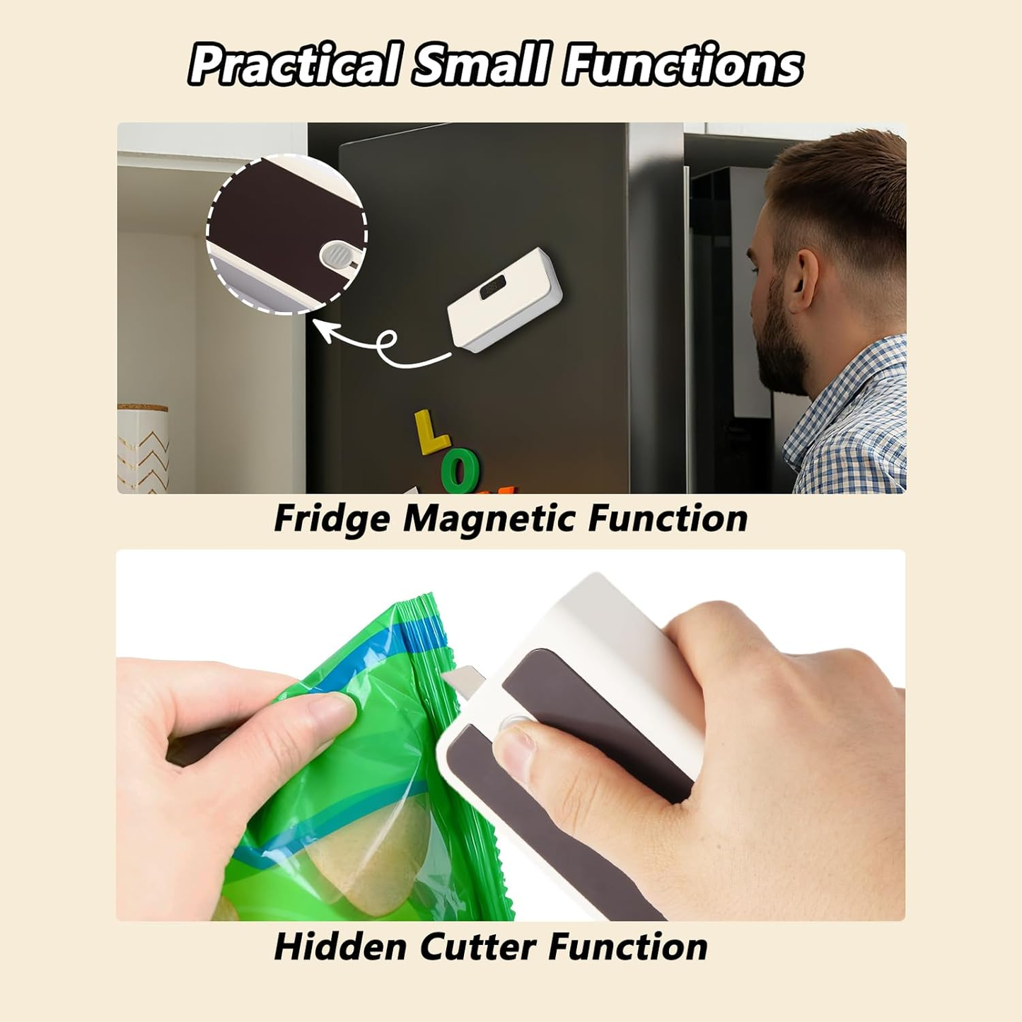 🔥🔥Mini Bag Rechargeable Sealer Machine with LED Power Display,Heat Sealer and Cutter with 6 Adjustable Gears