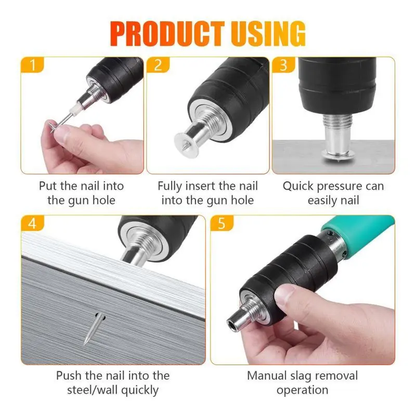 Manual Mini Steel Nail Gun with 50 Nails, 5 Gears Power Adjustment, Compact Manual Fixing Tool for Household Woodworking & Light Wall Mounting
