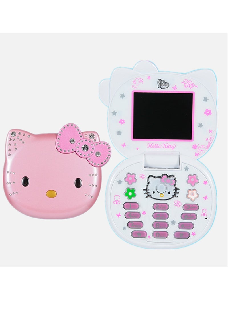 ✨️✨️Hello Kitty Cute Mini Girl Mobile Phone with Flip Cartoon No Lock Kids Dual Card Mobile Phone