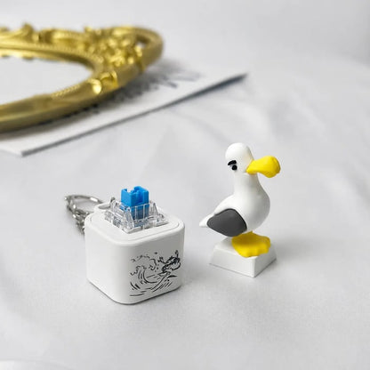 🌟Seagull MINE! Button Keychain-Real Sound & LED Light