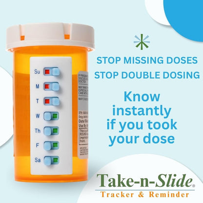 🩺💊 Pill/Medication/Vitamin/Pet Med Tracker & Reminder, Attach to Your Bottle, Organizer-Free, Curved‑Back, White & Blue (2-Pack, 1 Each)