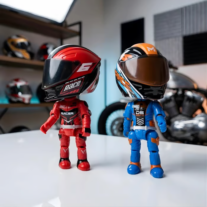 🏍️🏍️Deformation Helmet Simulated Motorcycle Rider Doll