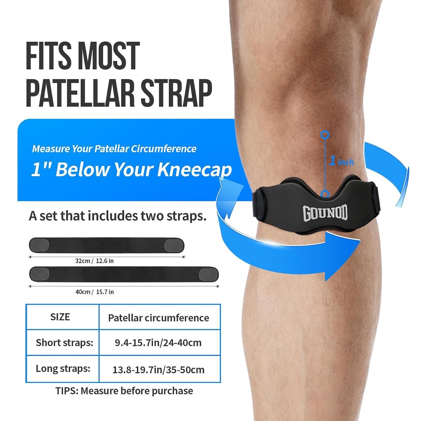 🏃‍➡🏃‍➡Silicone Patellar Tendon Support Strap 2 Pack,Knee Strap for Knee Pain Relief