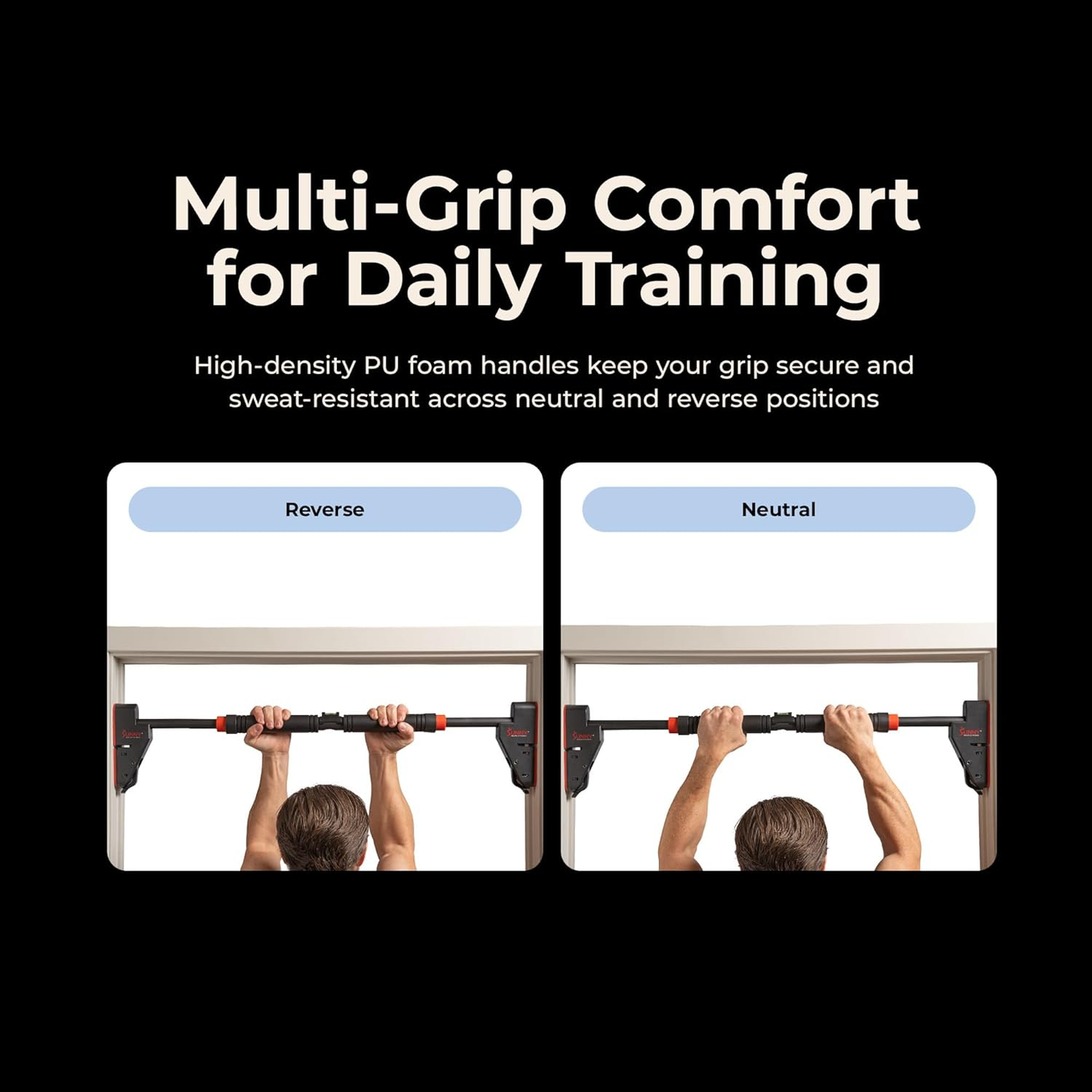 330LBS Pull Up Bar Adjustable 28"-38" No Drill Tools Installation Damage Free for Door Room Wall