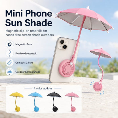☀️Magnetic Phone Umbrella for Sun, Hands Free Adjustable Sun Shade to Avoid Overheating for All Phones
