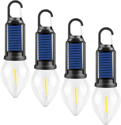 ✨️✨️2 PCS Solar Tent Camping Light Bulb Rechargeable Portable LED Camping Lantern3 Lighting Modes Tungsten Light Tent Lamp with Clip Hook