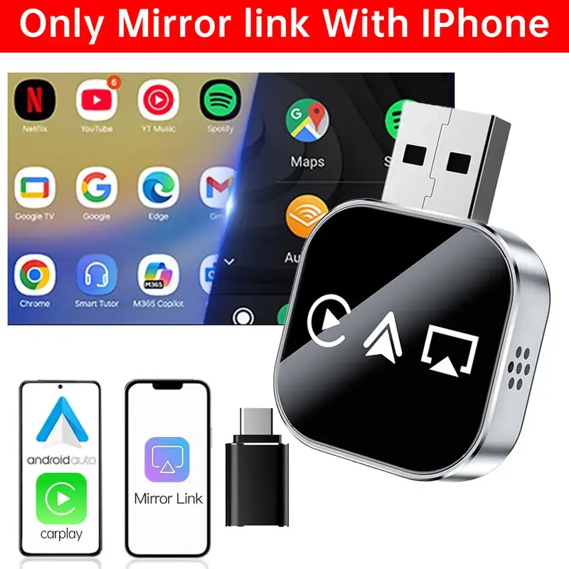 🚘️2026 Upgrade 3 in 1 Screen Mirror iOS Phone, wired to wireless Carplay adapter