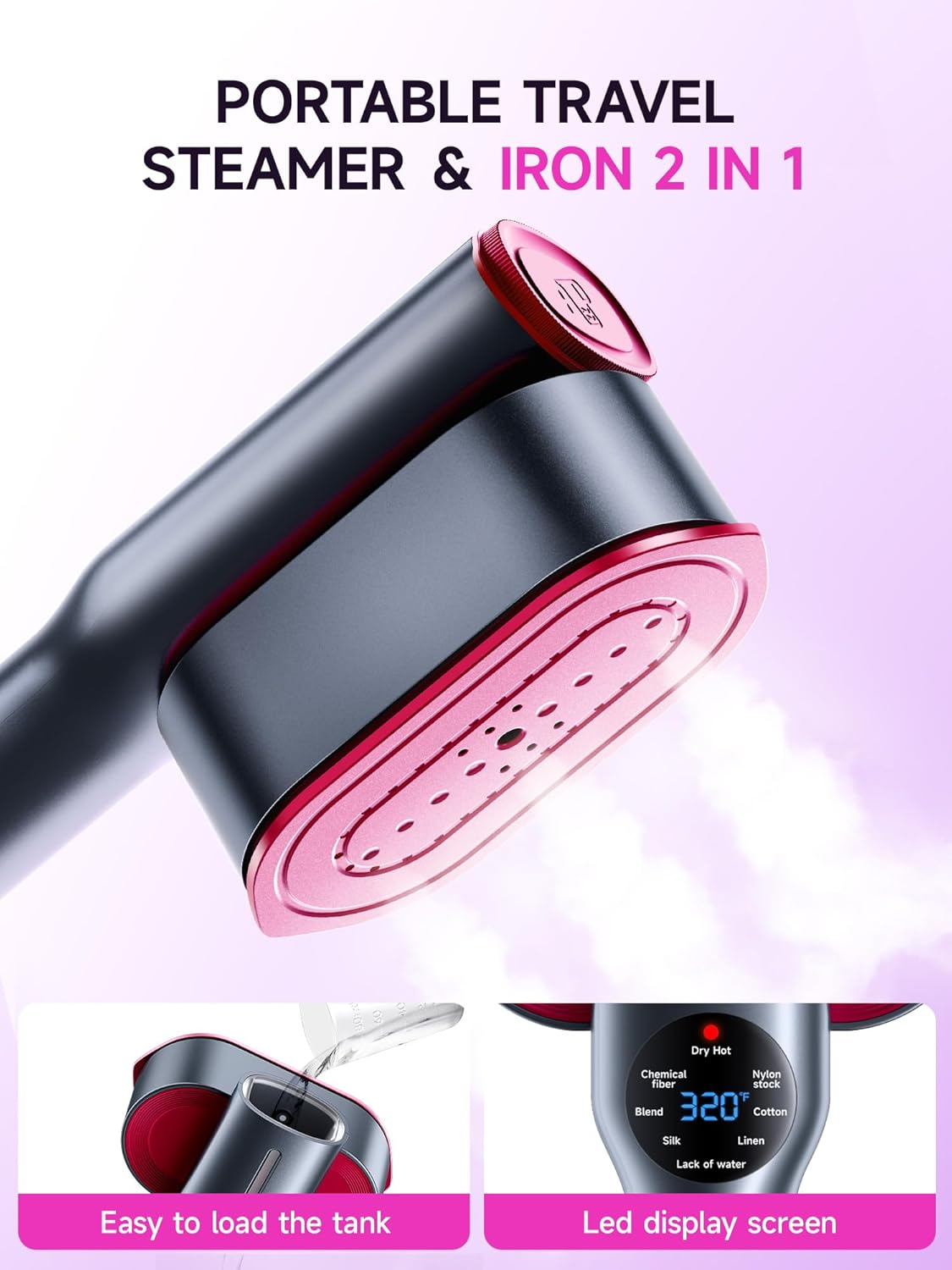 2-in-1 Steamer & Iron for Clothes,15s Fast Heat-up 1200W Portable Handheld Garment Steamer,Travel Size with Large Ceramic Heat Panel,Quick Wrinkle Removal