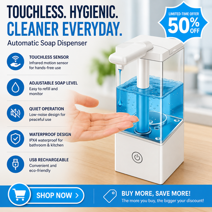 Automatic Soap Dispenser Touchless, 16.57 Oz/490 ml Hand Foam Soap Dispenser with Type-C Charging