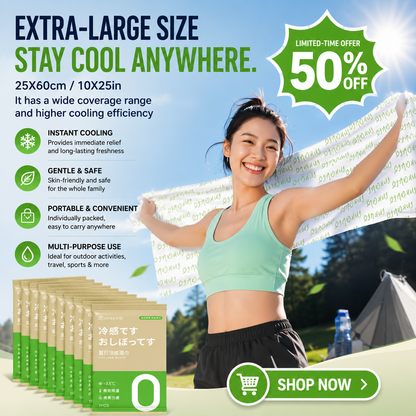 10 PCS 10''x25'' Cooling and Sweating Wipes, Cooling Body Towels, 3s Ice Sensation Wipes