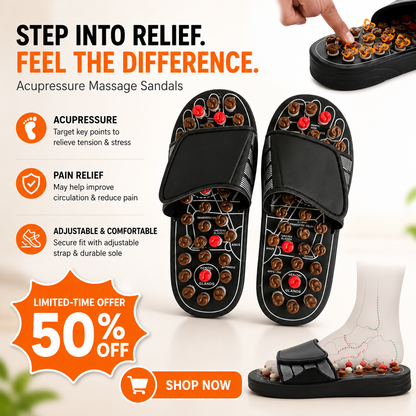 🔥Acupressure Slippers, Foot Massager Stone Acupuncture Sandals, Reduce Feet Neuropathy Pain Relief