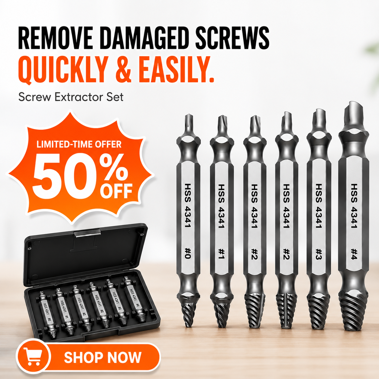 🛠️🛠️Damaged Screw Extractor Set, Easy Removal Drill Bit Tool with Storage Case