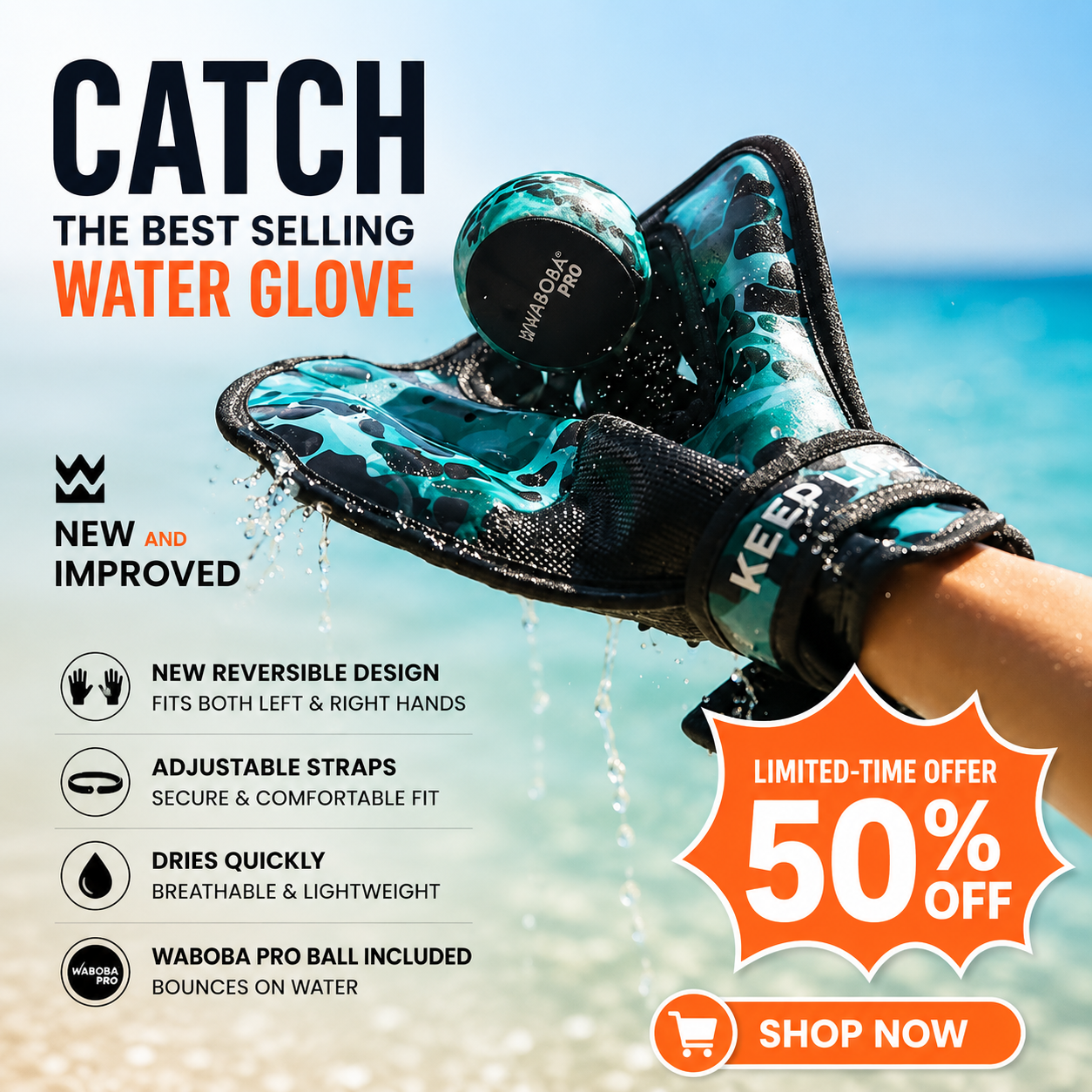 🧤100% Ambidextrous Water Catch Glove