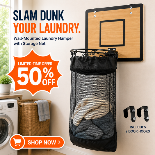 Over the Door Basketball Hoop Laundry Basket