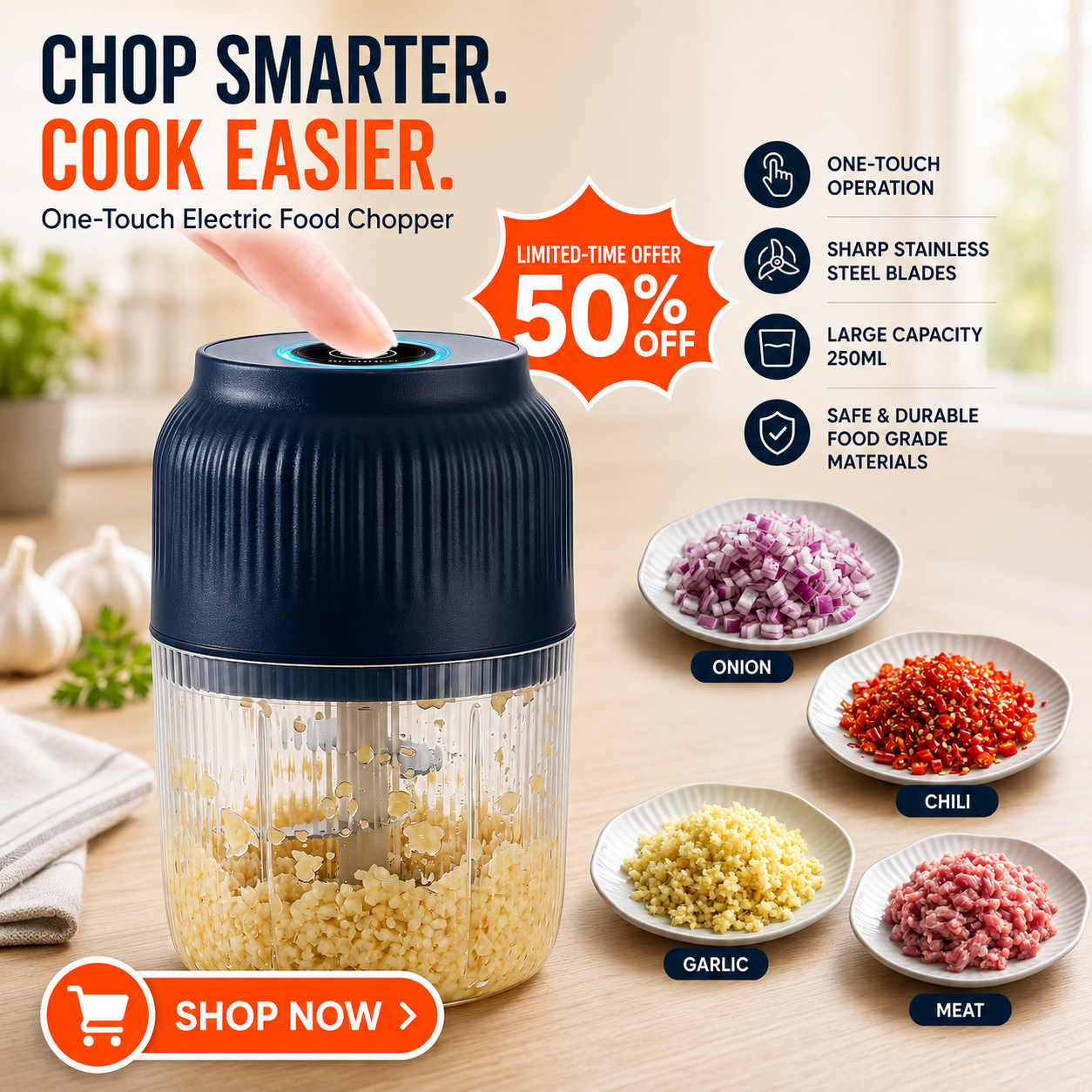 🔥2026 New Mini Food Processor & Food Chopper for Kitchen with 6 Stainless Steel Blades, Small Vegetable Chopper for Onion Salad
