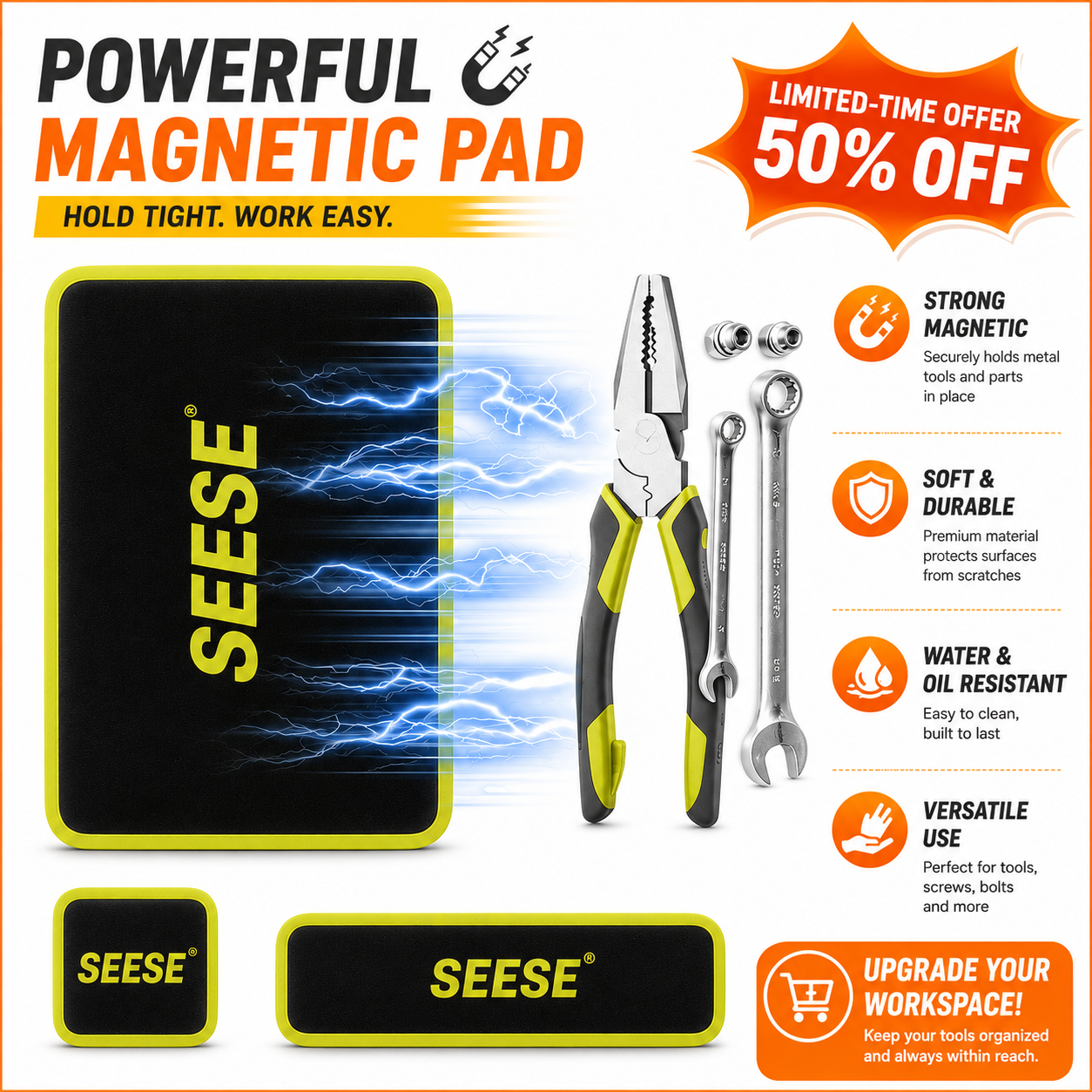 3PCS Flexible Magnetic Tool Mat & Tray Holder