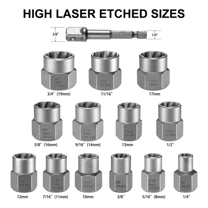 (Free Shipping)14 Counts Bolt Extractor Tool Set