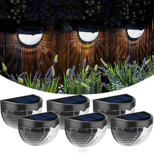 6 Pack Solar Fence Lights, Deck Lights Solar Powered Outdoor Waterproof Fence Lighting for Fence Deck Step Stair Post Wall