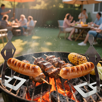6 PCS Funny BBQ Stand Man Hot Dog Holder,Reusable Stainless Steel Hotdog and Sausage Stand