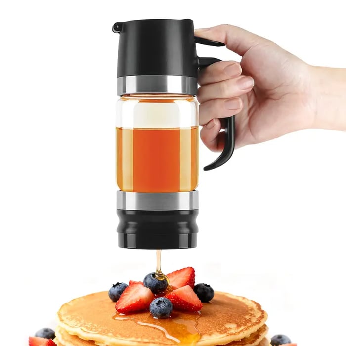 Glass Honey Dispenser kitchen items No Drip No Mess Leak-Free Design with Handle for Maple Syrup Maintains Freshness Easy to Clean Refill Perfect for Everyday Use