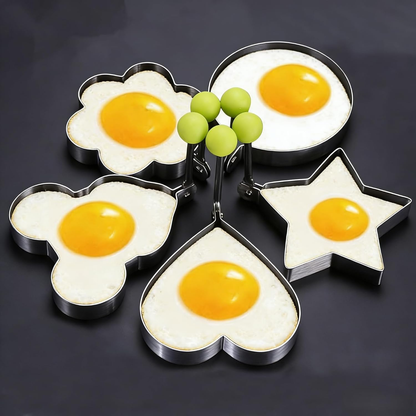 🔥🍳5 pcs Stainless Steel Egg Rings - Non-Stick Pancake Molds