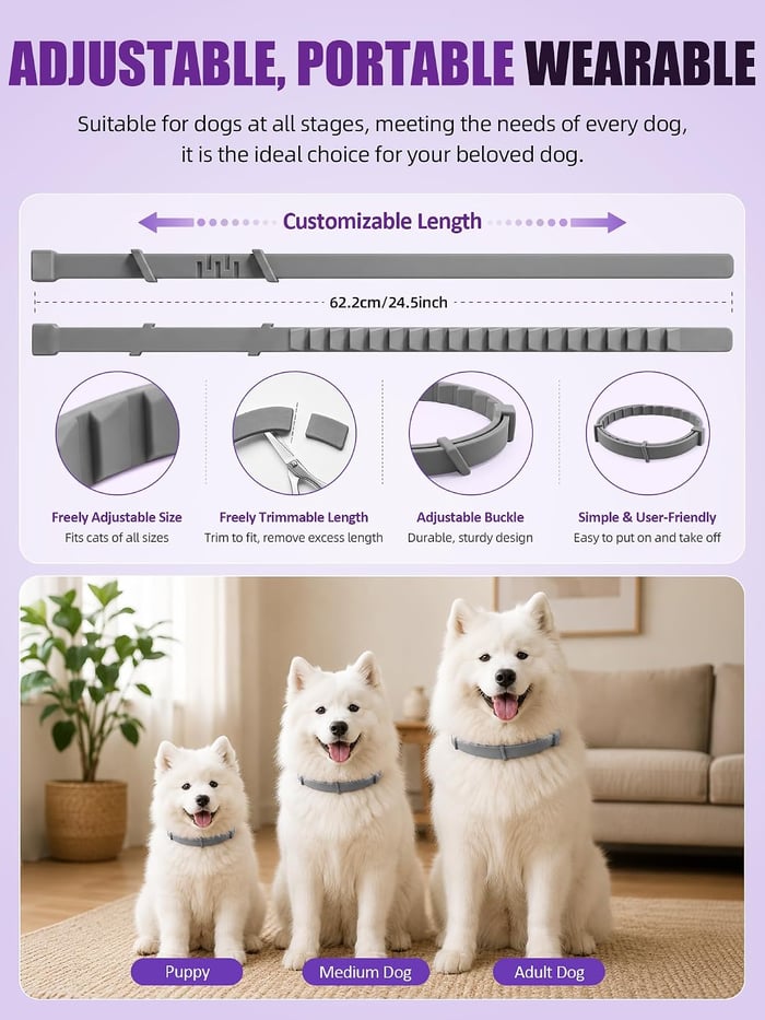 Calming Collar for Dogs 4 Pack, Adjustable Dog Calming Collar for Barking, 60-Day Waterproof Pheromone Collars for Dog for Separation Anxiety, Bad Behavior & Stress Support