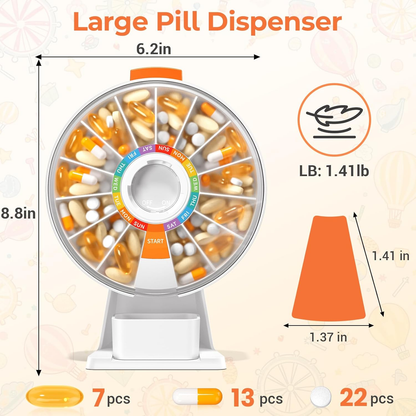 💊💊Large Fun Pill Dsipenser, Daily Pill Box for 7 or 14 Days, Wall-Mountable or Tabletop Weekly Pill Organizer Hold for Medicine, Vitamin or Supplements