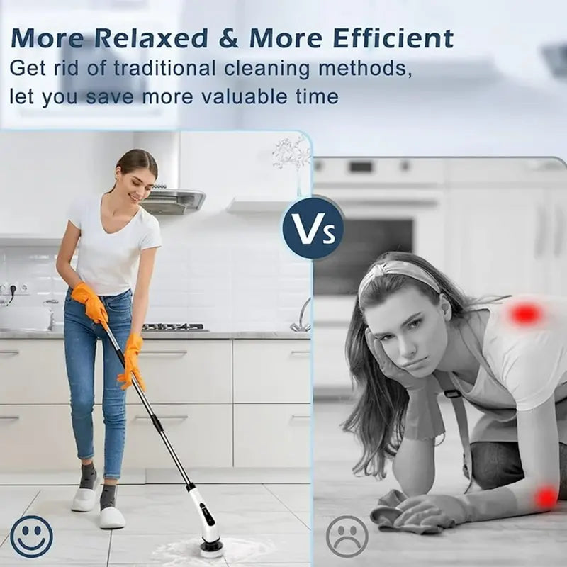 🫧🧼Electric Spin Scrubber, Cordless Shower Scrubber Full-Body IPX7 Waterproof, Electric Cleaning Brush with 4 Replaceable Brush Headsand 3 Adjustable Extension Handle