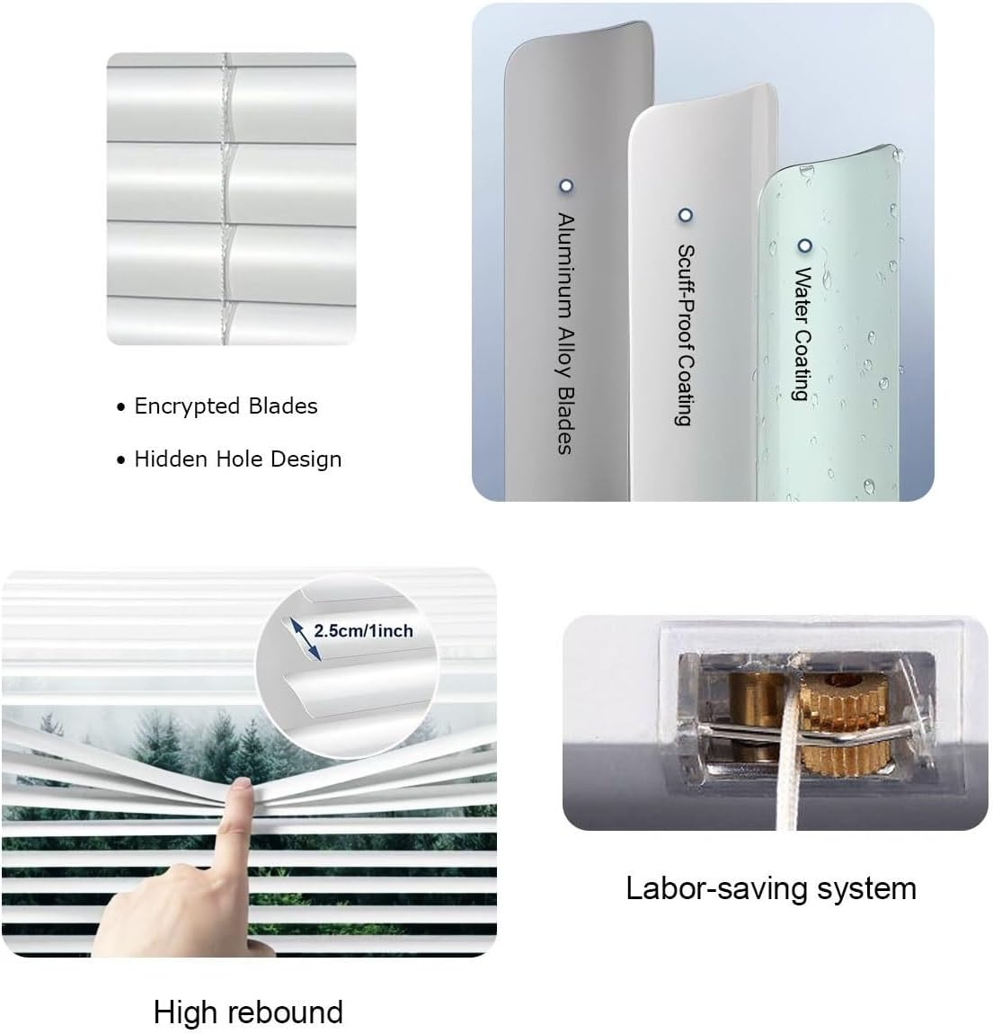 Aluminum Venetian Blind, No Drill Light Filtering Mini Blinds