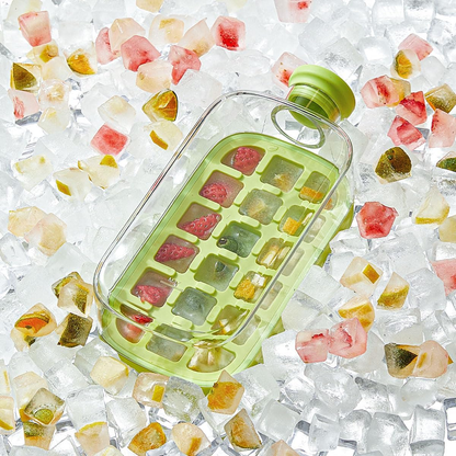 🧊2in1 Touch Free Ice Cube Tray Water Bottle Come Easy To Take Ice By Pressing Suitable