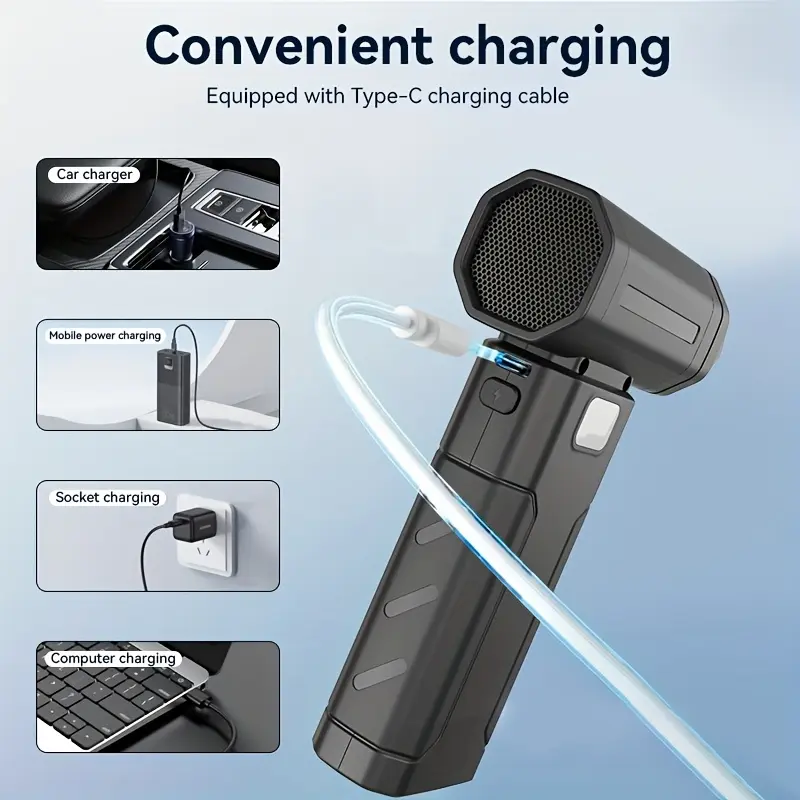 ✨️✨️High-Speed Brushless Air Purifier 100000rpm Turbo Fan🔋, 6000mah LED Light, Long-Lasting, 6 Speed Adjustable, Portable Handheld Blower, USB Rechargeable Fan