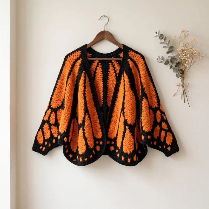 🦋Monarch Butterfly Crochet Cardigan