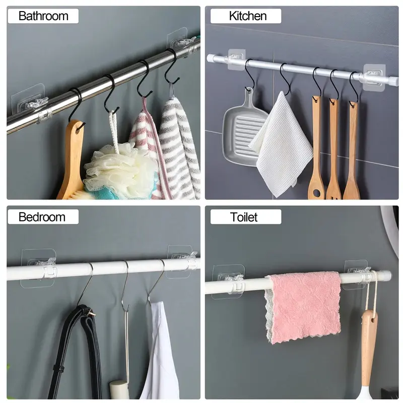 A set of 12PCS Curtain Rod Brackets,Transparent Drapery Hooks,Rod Hanging,Adjustable Rods Holder